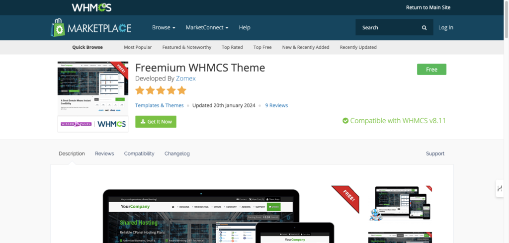 Freemium WHMCS Theme Review